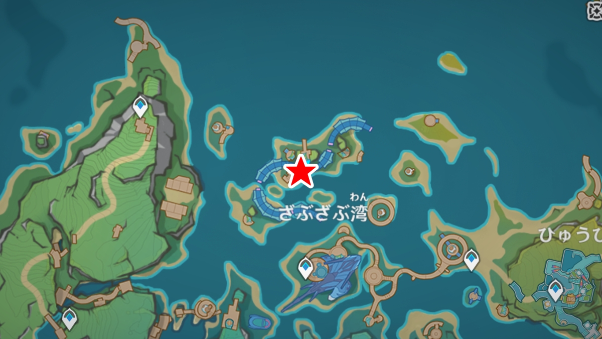 のびのびリゾートの「炎神の瞳」の場所