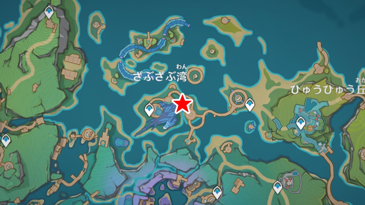 のびのびリゾートの「炎神の瞳」の場所