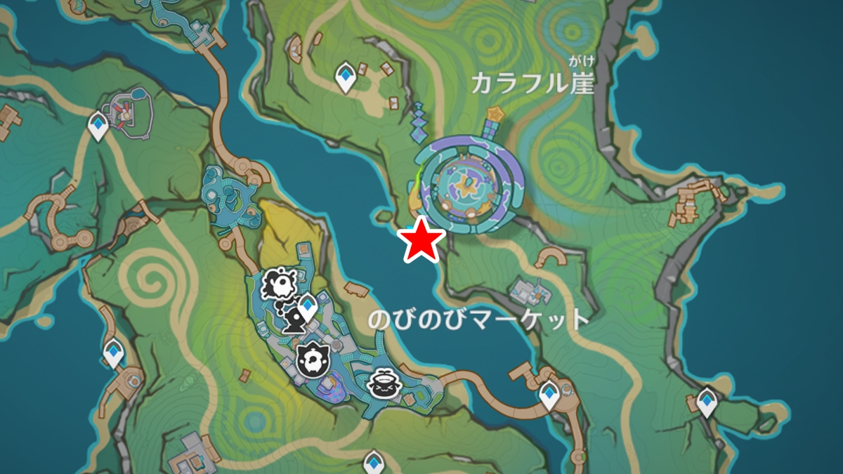 のびのびリゾートの「炎神の瞳」の場所
