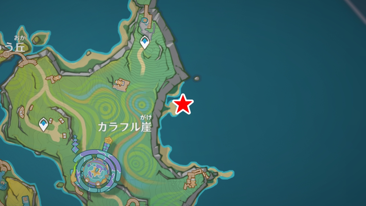 のびのびリゾートの「炎神の瞳」の場所