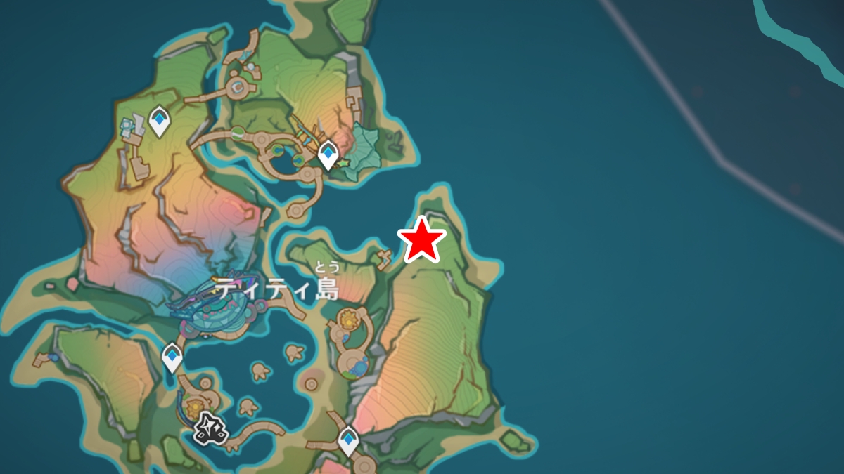 のびのびリゾートの「炎神の瞳」の場所