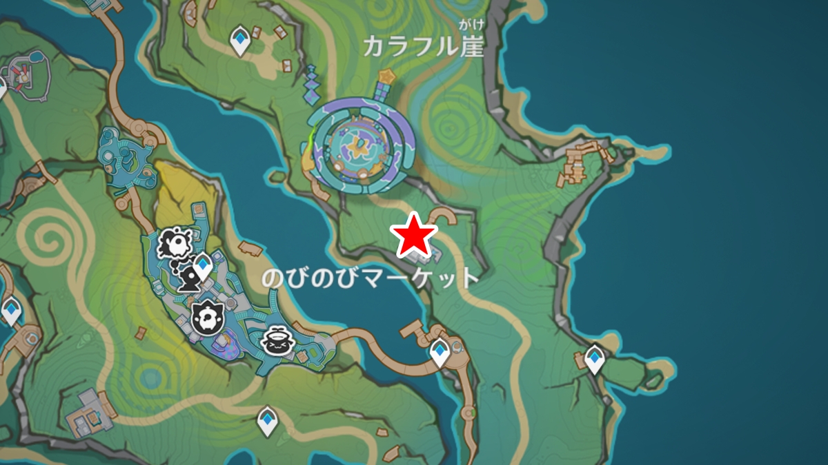 のびのびリゾートの「炎神の瞳」の場所